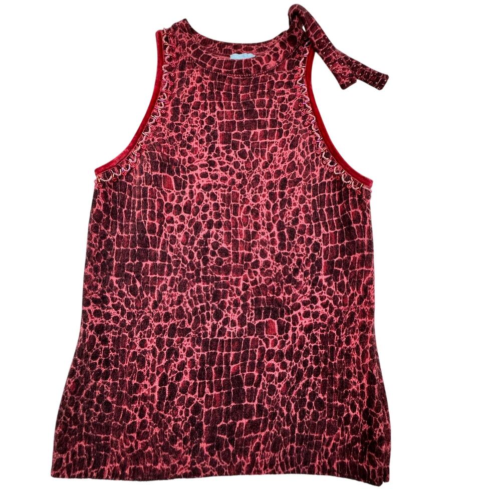 Urchin Mark Eisen Wool Angora Soft Animal Print Beaded Tank Top Women's Size M